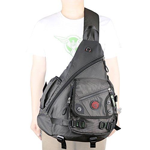 Kawei Knight Kawei Knight Large Sling Bag Laptop Backpack Cross Body Messenger Bag Shoulder Travel Rucksack Black