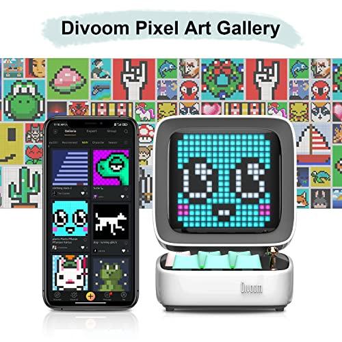 Divoom Divoom Ditoo Pixel Art Gaming Portable Bluetooth Speaker with App Controlled 16X16 LED Front Panel, Also a Smart Alarm (White)