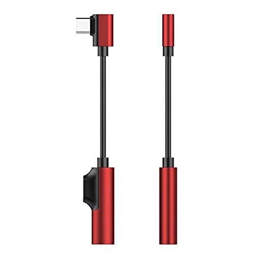 IURDSGIEOOOEWSU USB Hub USB Type C to 3.5mm Jack TypeC Audio Splitter Headphone Cable Earphone Aux 3.5 Adapter Charger Support Charging Song Call (Color : Black) (Red)