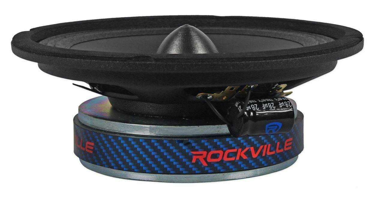 Rockville Rockville RXM64 6.5\" Mid-Range Car Speaker, 150W Peak/75W RMS, 4 Ohm, CEA Compliant, Crossover, With Grille, Loud and Clear, Perfect for Car Audio
