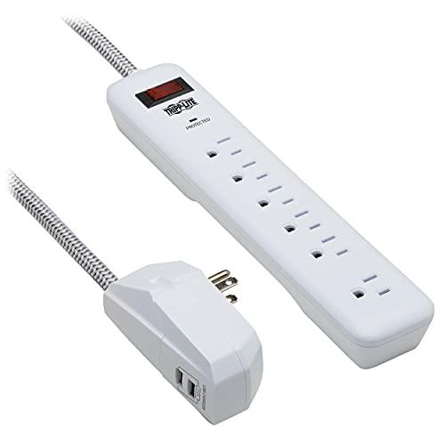Tripp Lite Tripp Lite Surge Protector Power Strip 7-Outlet with 2 USB Ports 6ft Cord White (TLP616USB)
