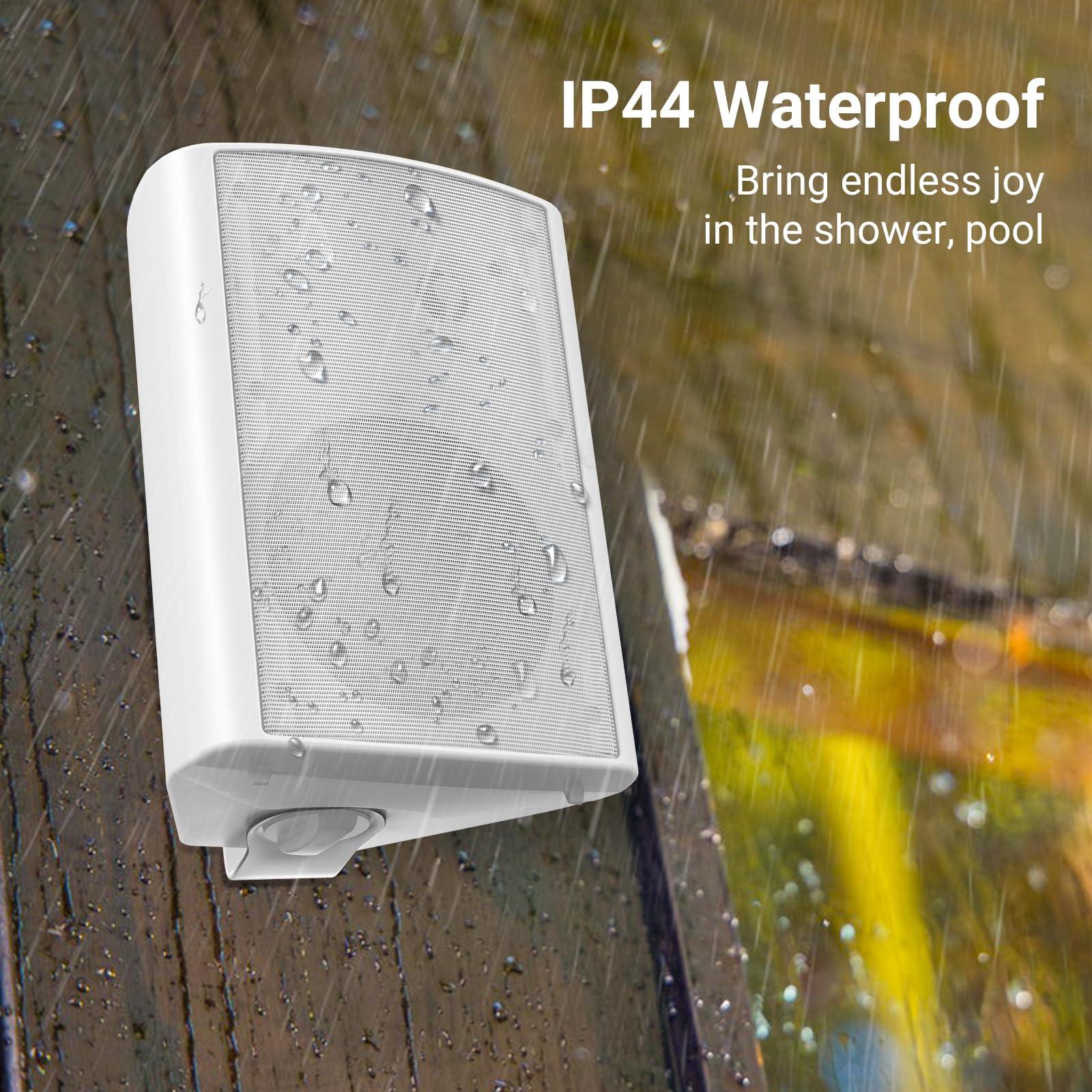 STUDIOFINIX STUDIOFINIX 6.5 Inches Indoor Outdoor Bluetooth Speakers Waterproof Wired Wall Mount Active Speakers 400 Watt for Patio Garage,Deck,Backyard (White)