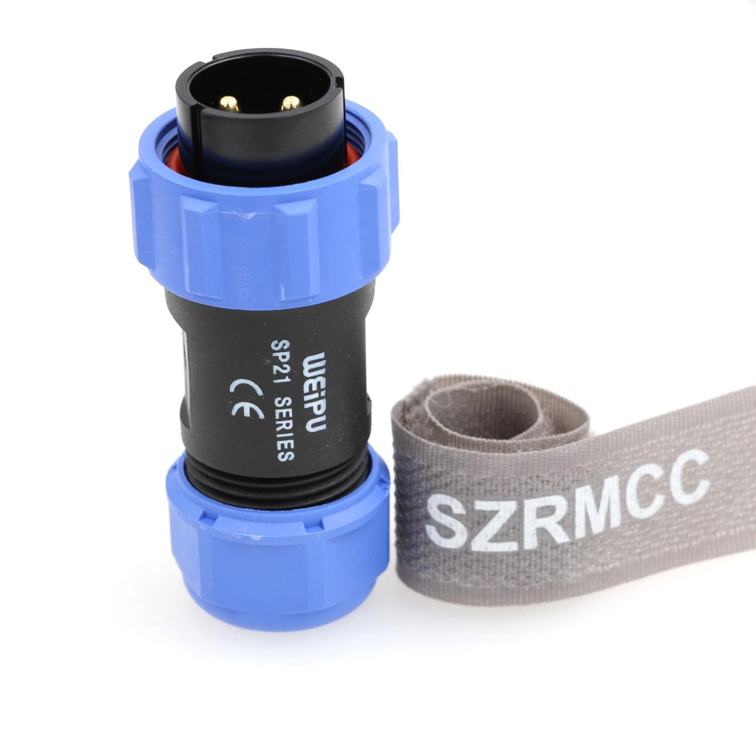 SZRMCC SZRMCC SP21 Connector 2 Pin Male 12V 30A Circular Aviation Connector Plug IP68 Waterproof Industrial for BLUETTI AC200MAX Solar Power Station (Straight Male)