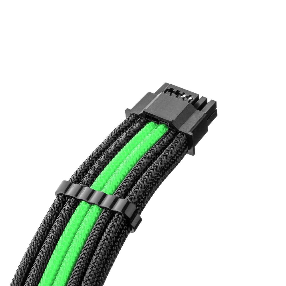 CableMod CableMod ModMesh Pro 12V-2x6 12VHPWR StealthSense PCIe Extension (Black + Light Green, 16-pin to Triple 8-pin, 45cm)