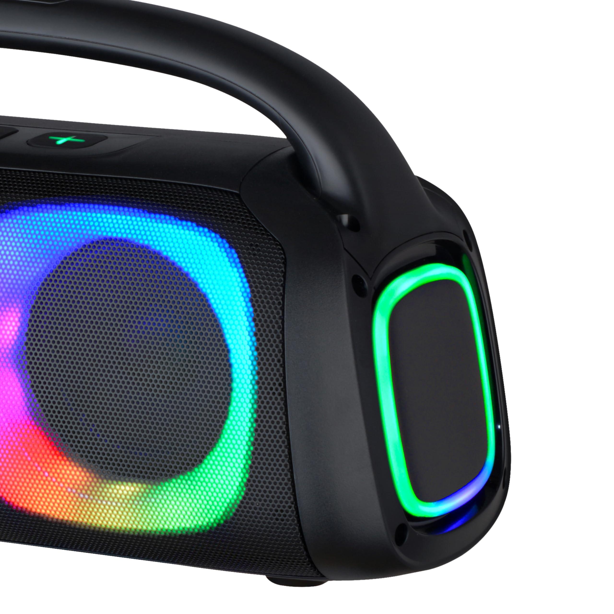 Supersonic IQ Sound IQ-3540BT Portable Bluetooth Speaker with RGB Lights, TWS, Enhanced Stereo Sound, Voice Assistant Control, Hands-Free Mic, RGB Lighting Modes, A2DP Bluetooth, USB/Micro SD/FM Radio Inputs