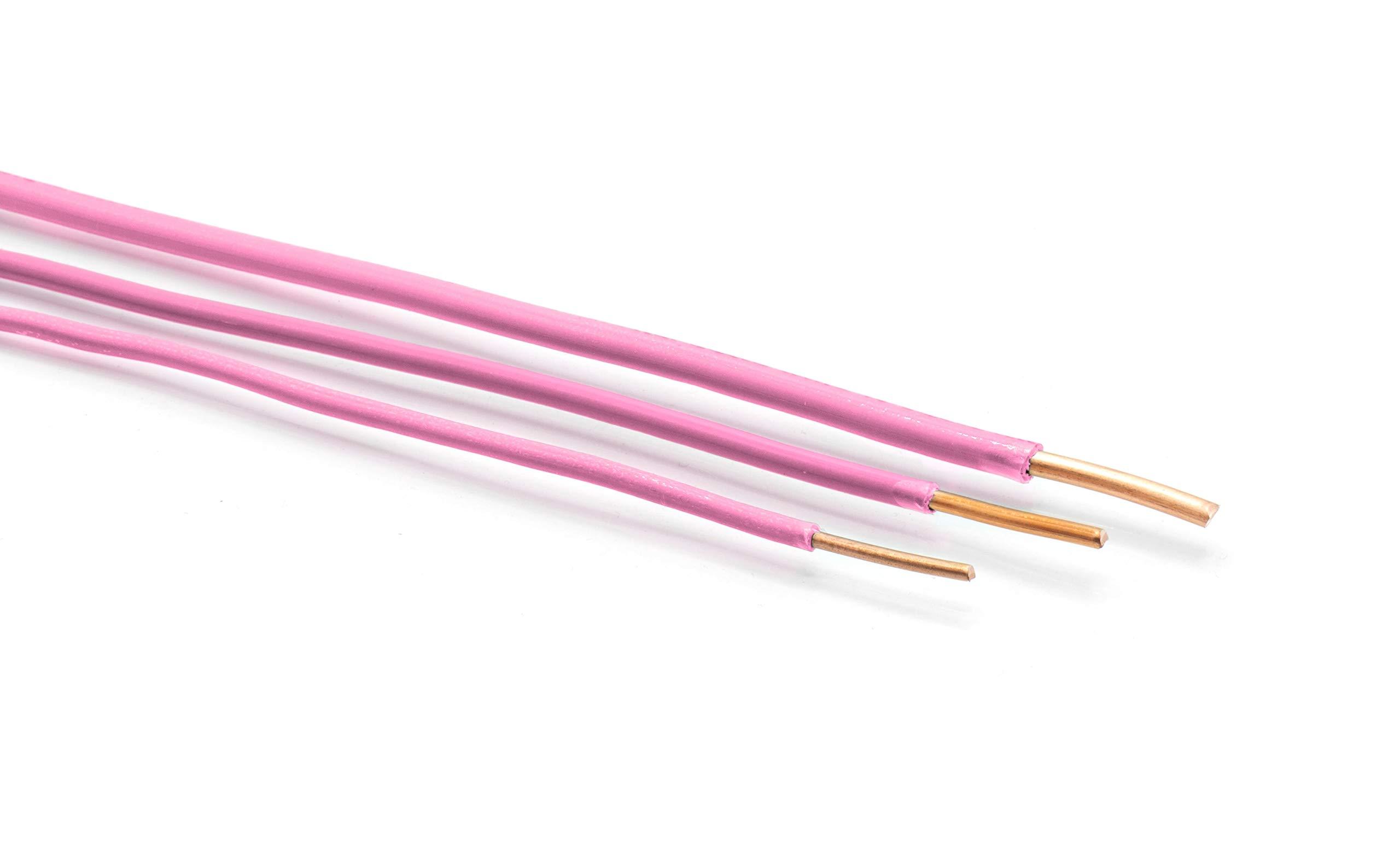 THE CIMPLE CO THE CIMPLE CO 10 Feet (3 Meter) - Insulated Solid Copper THHN/THWN Wire - 14 AWG, Made in The USA, Residential, Commerical, Industrial, Grounding, Electrical Rated for 600 Volts - in Pink