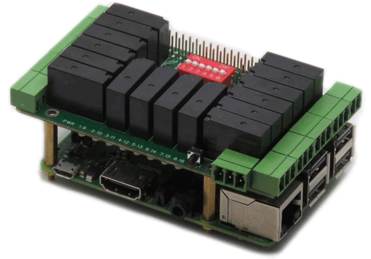 Sequent Microsystems Sixteen RELAYS 8-Layer Stackable HAT for Raspberry Pi