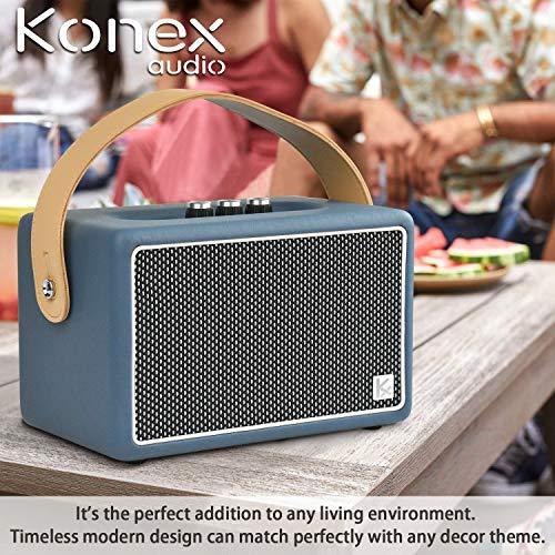 Konex audio Vintage Bluetooth Speakers, KONEX 40W Leather Portable Wireless Speaker, Bluetooth 4.2 Heavy Bass Music Player, 20H Long Playtime, Mid Century Modern Decor for Home, Office, Party, Gift for Friend