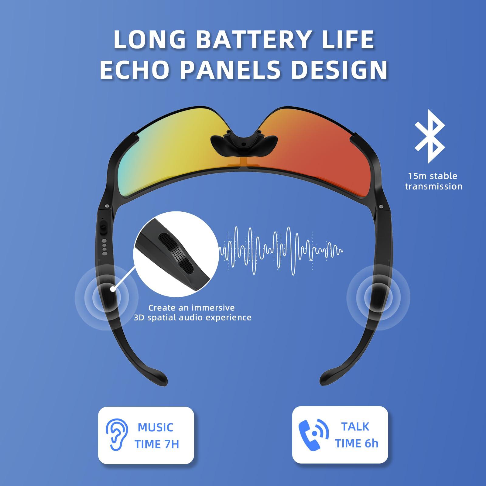 SECOON SECOON Bluetooth Safety Sunglasses for Men & Women, Sport Smart Glasses with Open Ear Audio, UV Protection & 7H Playtime Wireless Bone Conduction Glasses for Music Playing, Cycling, Running