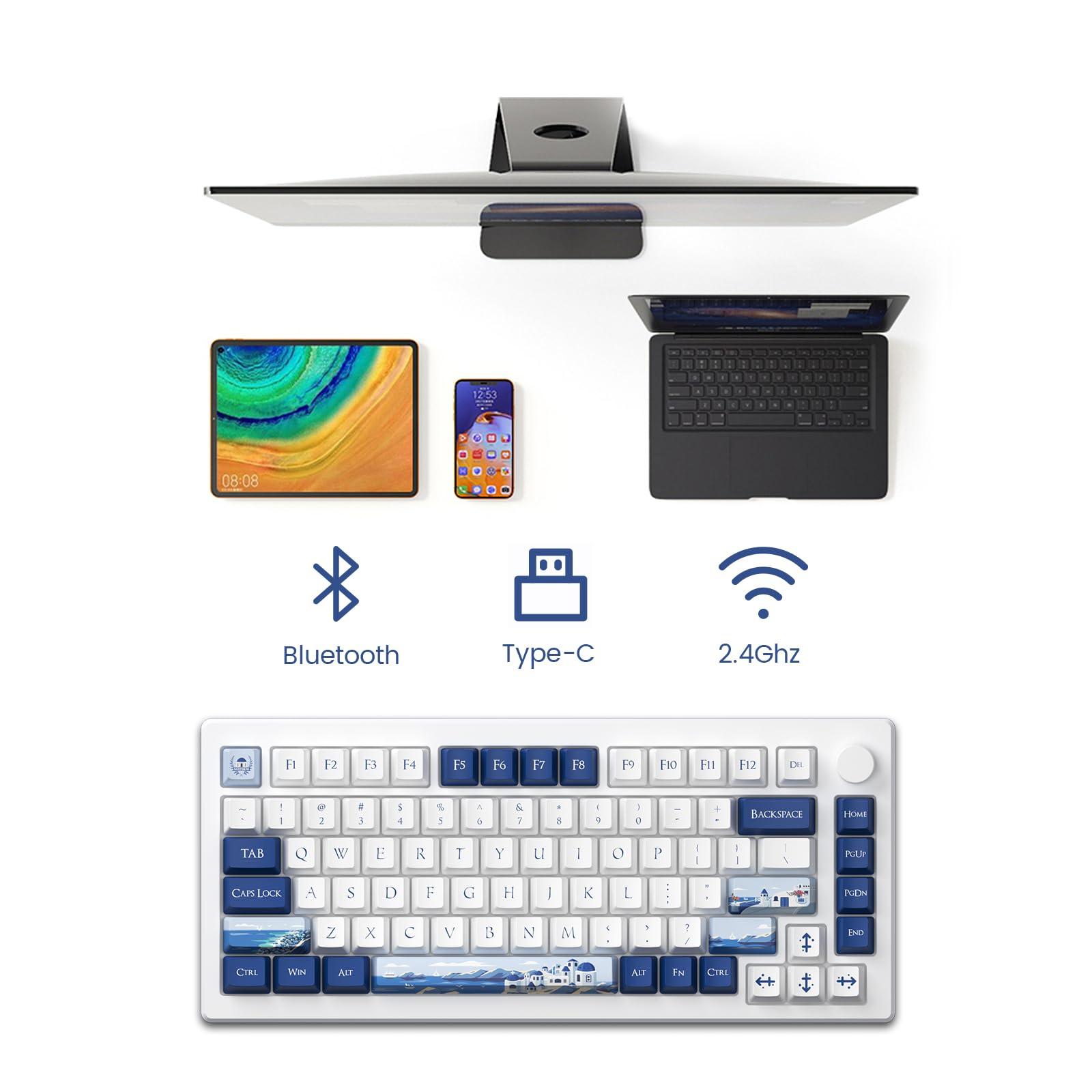 Akko Akko Gaming Keyboard Rapid Trigger with Magnetic Switches, 75% 8k Polling Rate Mechanical Hall Effect Keyboard with Knob MOD007B HE PC Santorini Wired/Wireless (Kailh Sakura Pink Magnetic Switch)