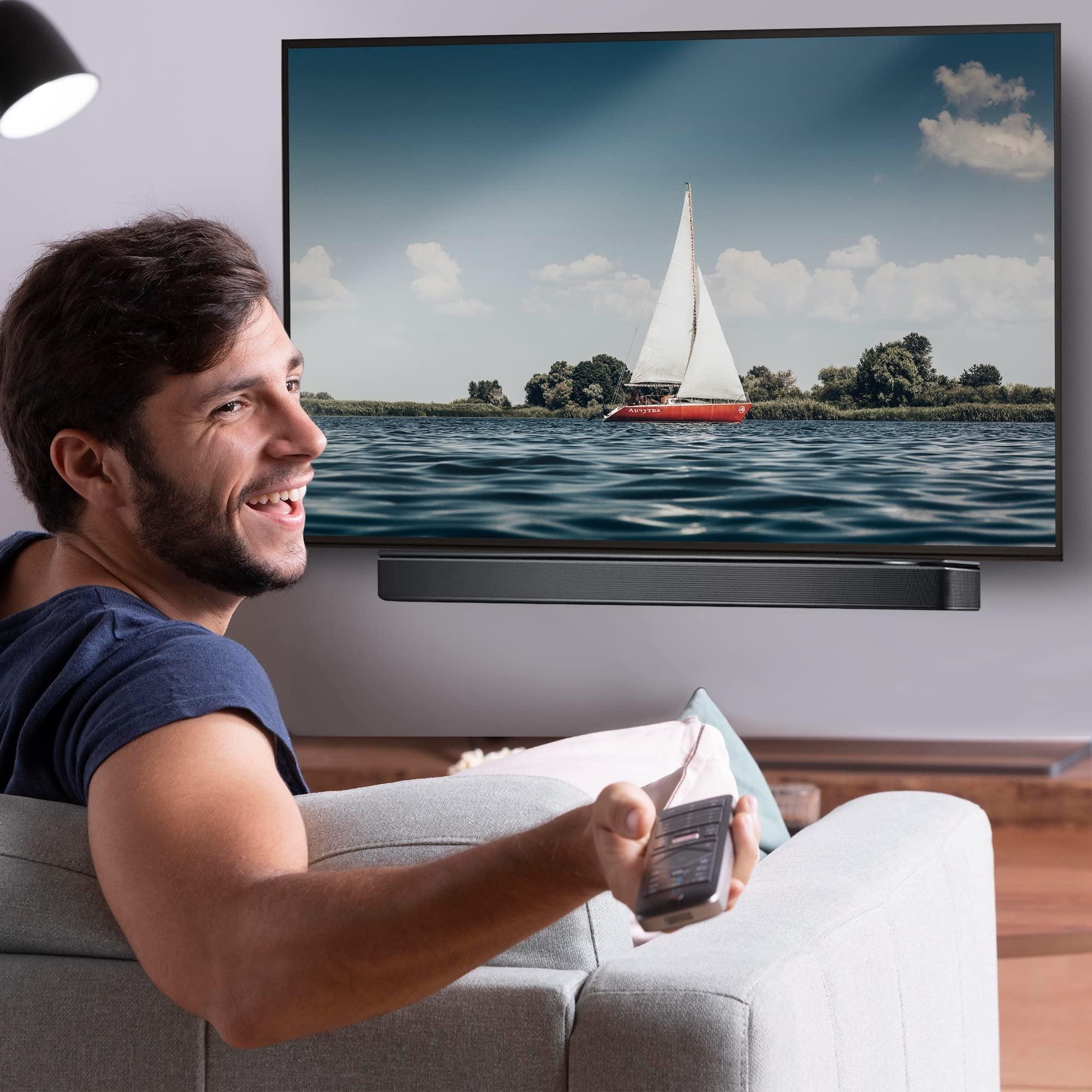 Sound Bass Universal Under TV Mount, Black, Compatible with Bose Smart Soundbar 300/500/550/600/700/900/Ultra, TV Speaker, Soundtouch 300 - Invisible Once Fitted, Fast & Easy Way to Mount Your Sound Bar