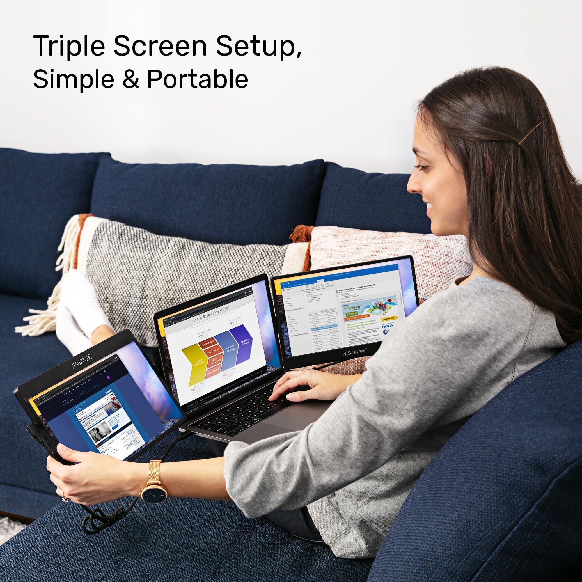 SideTrak SideTrak Swivel 12.5\" Portable Monitor for Laptop, Patented Swivel Hinge, Triple Screen Laptop Setup | FHD Dual Screen w/Kickstand, USB-C & HDMI, Mac, PC, Chrome Compatible (Triple Monitor)