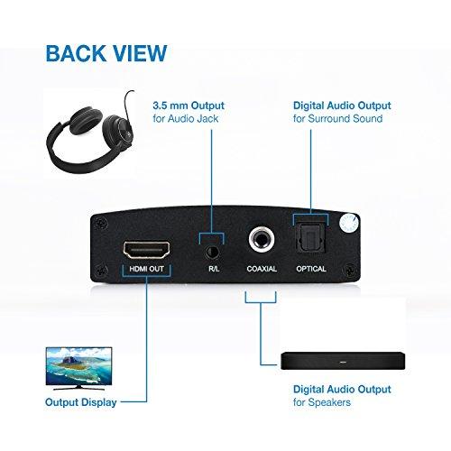 Expert Connect Expert Connect | HDMI Audio Extractor | 4K/2K@60Hz, HDMI 2.0, HDCP 2.2 | Coaxial/Optical (SPDIF/Toslink) / 3.5mm Stereo Jack | Splits HDMI Input to HDMI Video + Digital Audio/Analog Audio Output