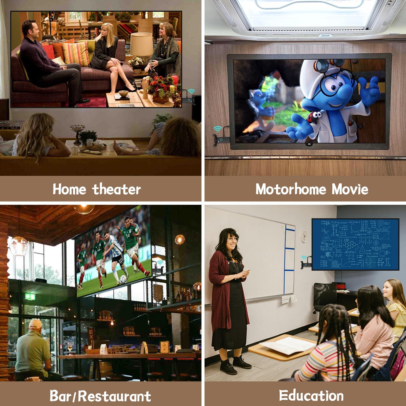 YUYUNLOMN Wireless HDMI 2 Receivers and Transmitter,Up to 6 RXs,No Hot,Plug and Play,2.4/5.8GHz Wirelessly Stream to Multiple Screens,50M/165FT,Wireless HDMI Splitter for TV/DSLR Camera/Projector/Laptop/Switch