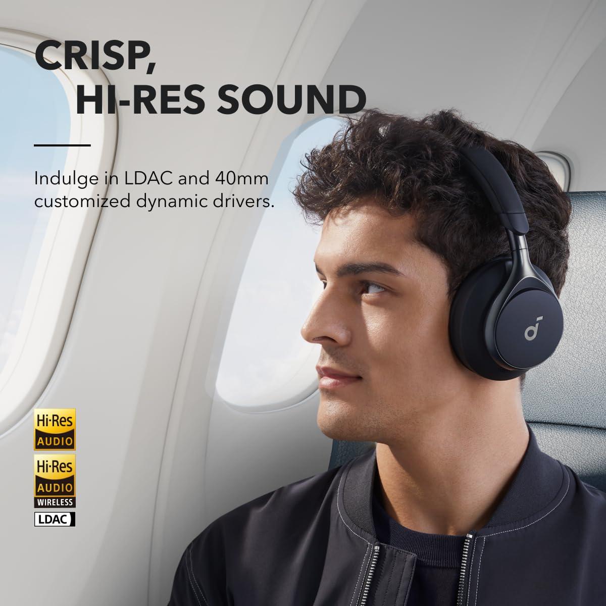 Soundcore Soundcore by Anker, Space One, Active Noise Cancelling Headphones, 2X Stronger Voice Reduction, 40H ANC Playtime, App Control, LDAC Hi-Res Wireless Audio, Comfortable Fit, Clear Calls, Bluetooth 5.3