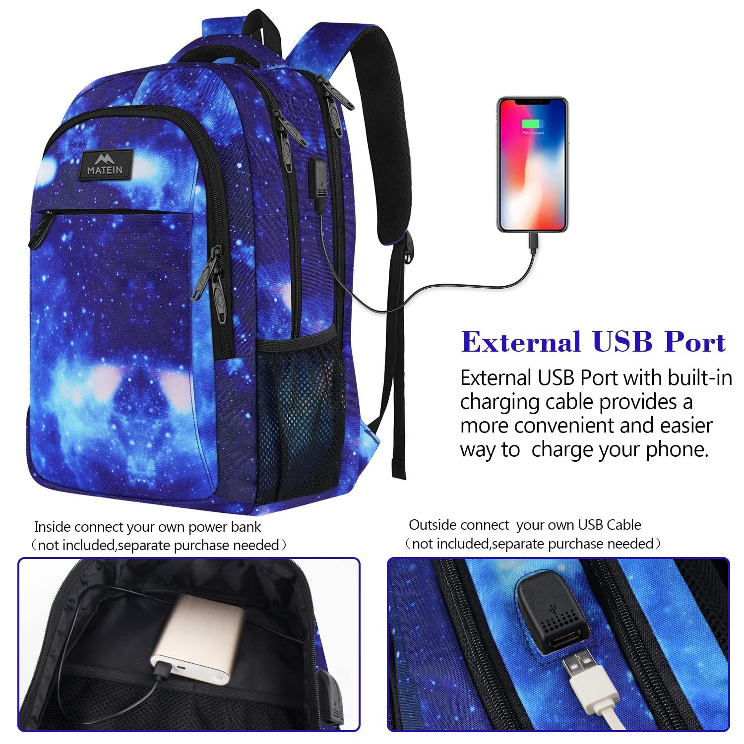 MATEIN MATEIN Anti Theft Laptop Backpack with USB Charging Port, Water Resistant Slim Travel Laptop Backpack Fits 15.6 In Computer, Lunch Backpack for Men, 17 Inch Travel Laptop Insulated Cooler Bag