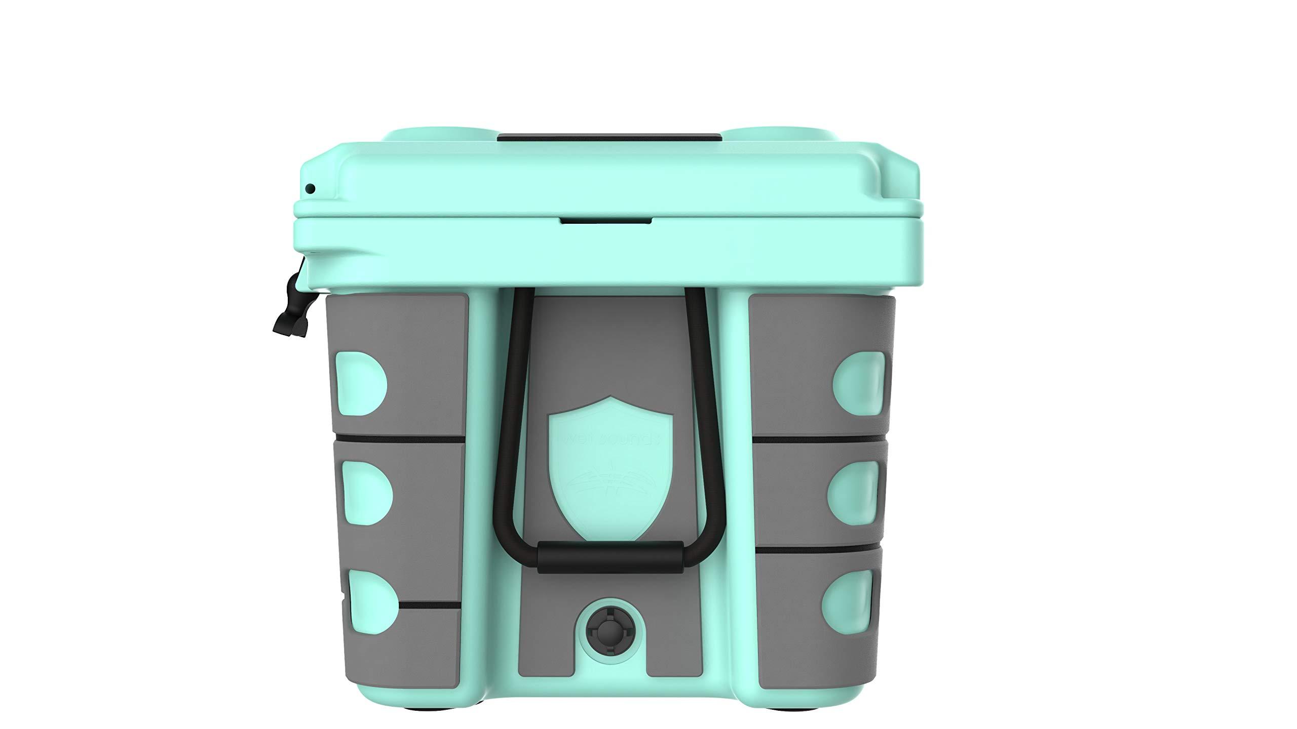 wet sounds wet sounds Stealth SHIVR-55-SFM Seafoam High Output Audio Cooler Speaker System + Full Gator Step Kit - Gray Over Black