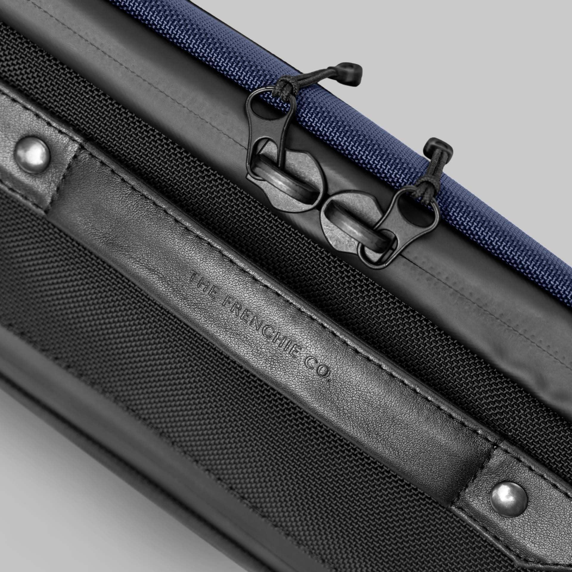 The Frenchie Co. The Frenchie Co. Speed Briefcase | Ultra Navy |Work & Travel Computer Briefcase with Collapsible Laptop Stand | Carry it like a backpack or brief | 15.6in computer |Ballistic Nylon & Italian Leather