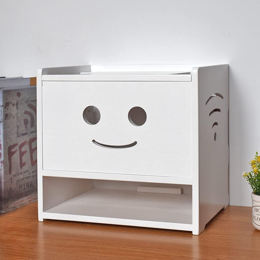 Floating Shelves Wall Hanging Shelf Cable Management Box Wall Mount WiFi Router Stand for TV Accessories WiFi Router TV Box (Color : White, Size : 32x22x30cm)