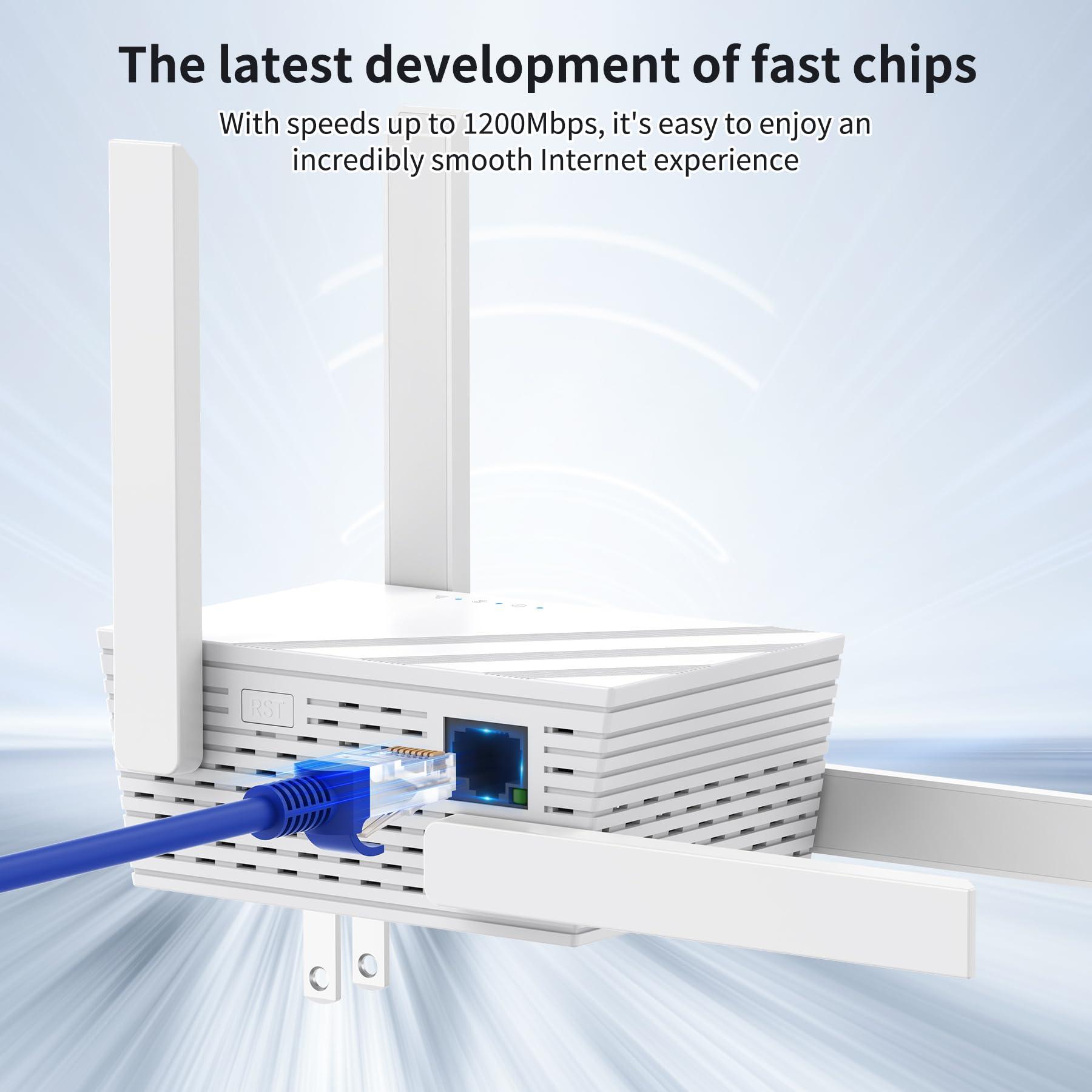 Oaitree 2025 WiFi Extender Signal Booster, WiFi Extender 5GHz/2.4GHz, 1200Mbps WiFi Range Extender, WiFi Extender with Ethernet Port.