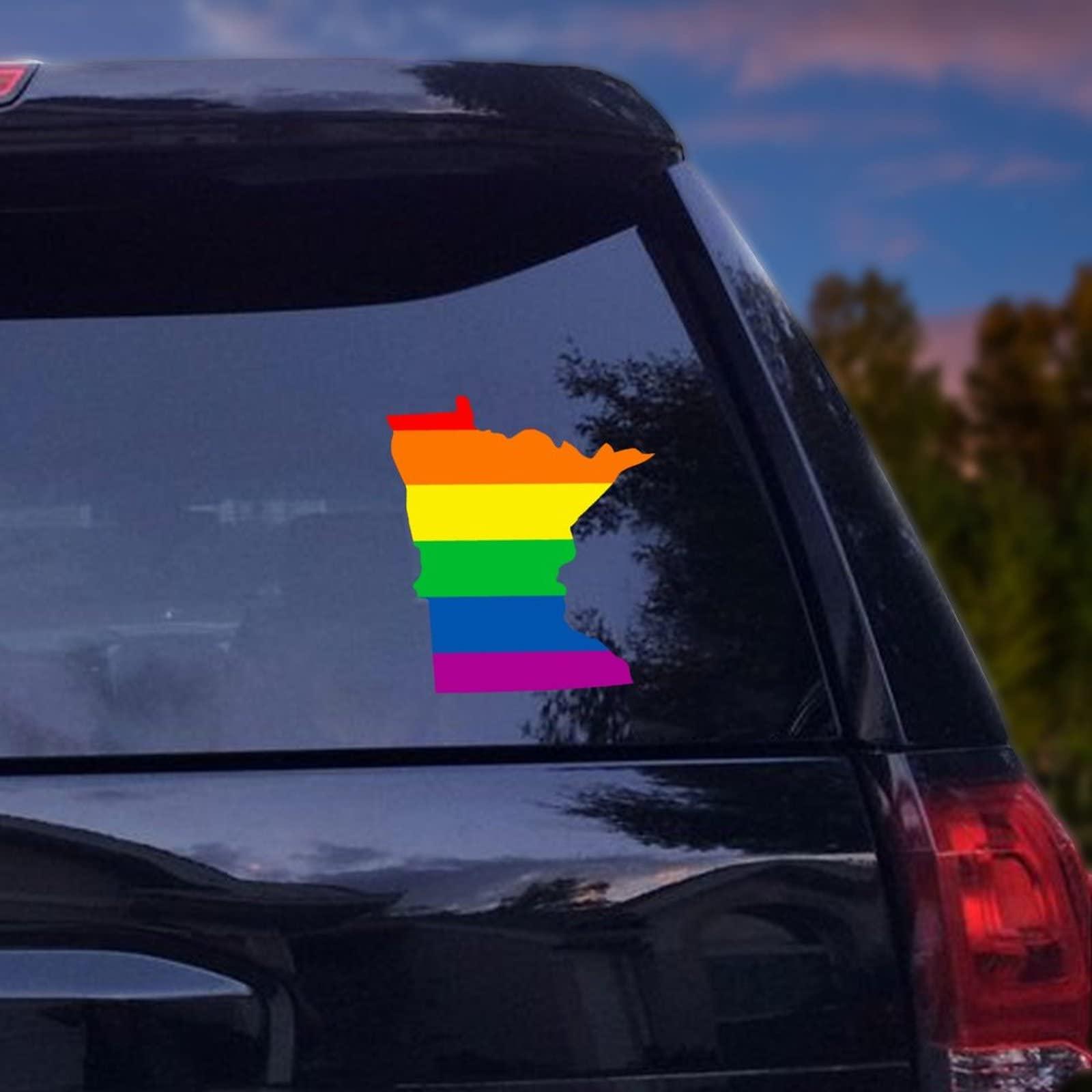 ArogGeld Minnesota Rainbow LGBT Car Decals Stickers Gay Pride Decals for Cars American State USA Car Stickers Bumper Sticker for Cars Funny Vinyl Decal Truck Window Laptop Decals