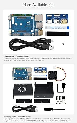 waveshare Waveshare CM4-IO-BASE-B for Raspberry Pi Compute Module 4 Bundle with USB HDMI Adapter (6 Items)