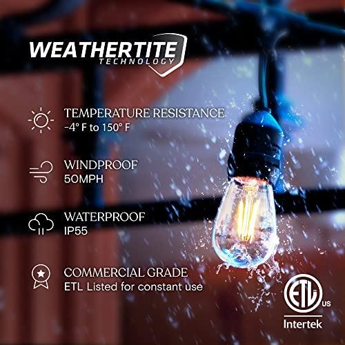 Brightech Brightech Ambience Pro - Waterproof LED Outdoor String Lights - Hanging, Dimmable 2w Vintage Edison Bulbs - 24 Ft Commercial Grade Patio Lights Create Cafe Ambience In Your Backyard - black