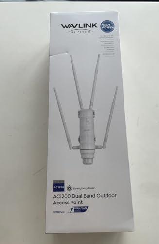WAVLINK WAVLINK AC1200 High Power Outdoor Weatherproof WiFi Range Extender, Long Range Wireless AP/Router/Repeater/WISP Mode with POE Powered, Point to Point WiFi Bridge, 4x7dBi Omni Directional Antennas