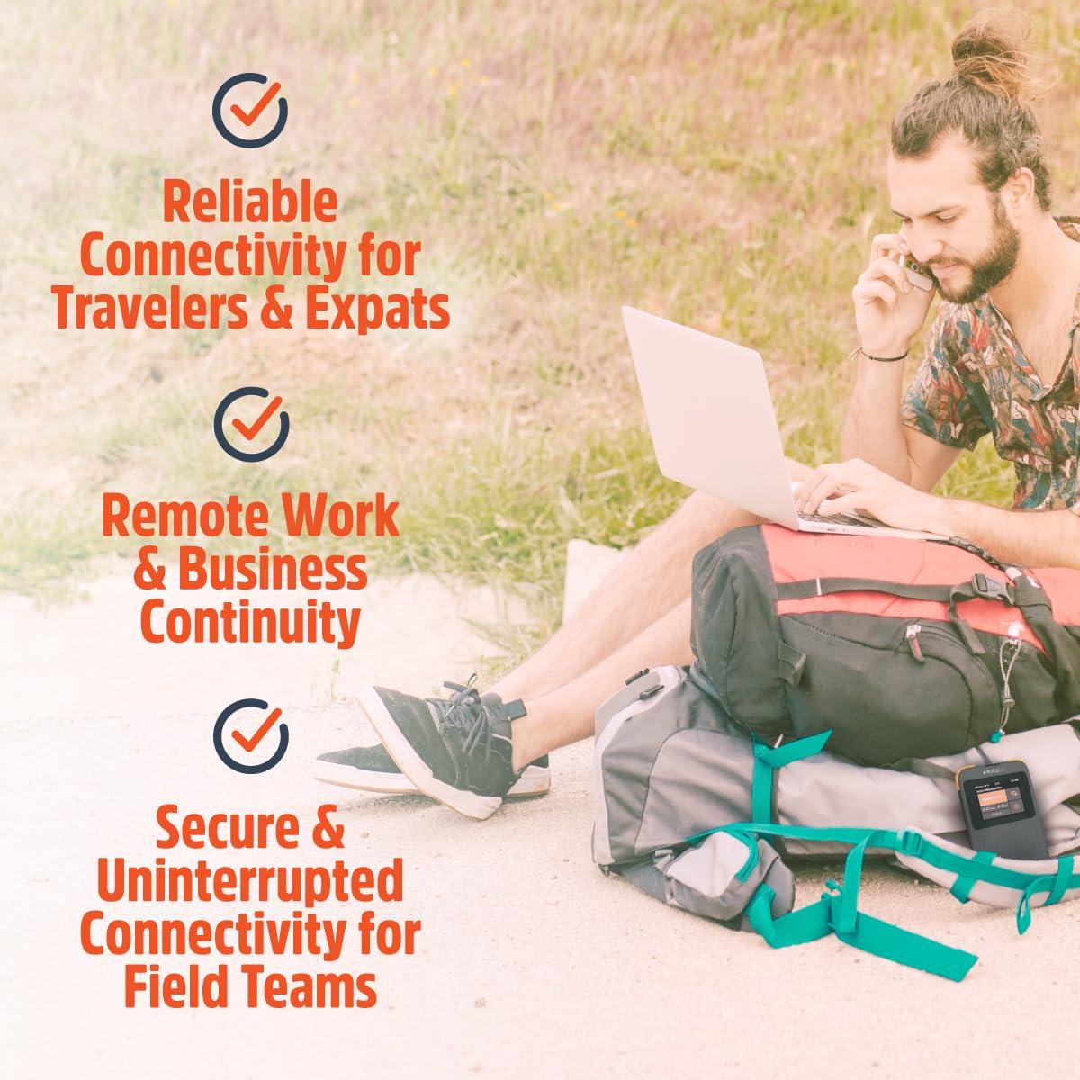 SIMO SIMO Solis 5G WiFi Mobile Hotspot Device, Portable WiFi for Travel in 140+ Countries, No SIM Card or Contract Required, Multi-Carrier Network Wireless Access Point, 16 Devices, 1GB/Month Lifetime Data