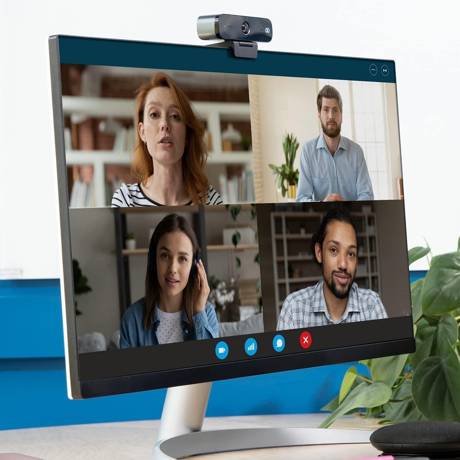 Boom Collaboration Zoom Certified, Boom Mini 1080P Full HD Webcam, USB Plug&Play, Dual Noise Canceling Mics, 4K Glass Lens, 90-Degree Wide Angle, Light Correction, Video Calling, Streaming, PC/Mac/Laptop/MacBook/Tablet