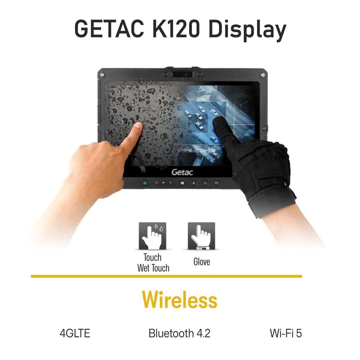 Getac Getac K120, 12.5"" FHD Touchscreen, Rugged, 2-in-1, Intel Core i5-8250U, 4G LTE, 16GB, 512GB SSD, Keyboard, Windows 11 Pro (Renewed), Black