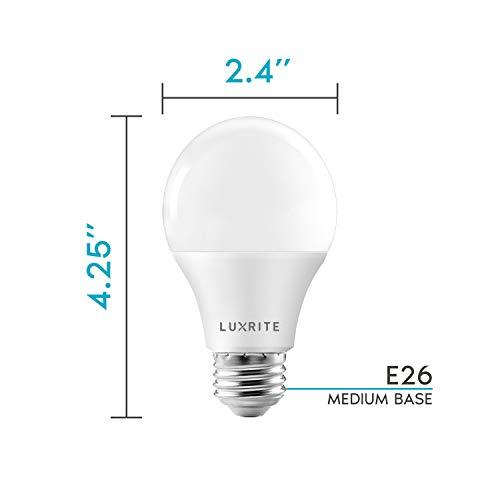 LUXRITE LUXRITE A19 LED Bulb 75W Equivalent, 1100 Lumens, 5000K Bright White, Dimmable Standard LED Light Bulbs 11W, Enclosed Fixture Rated, Energy Star, E26 Medium Base - Indoor and Outdoor (4 Pack)