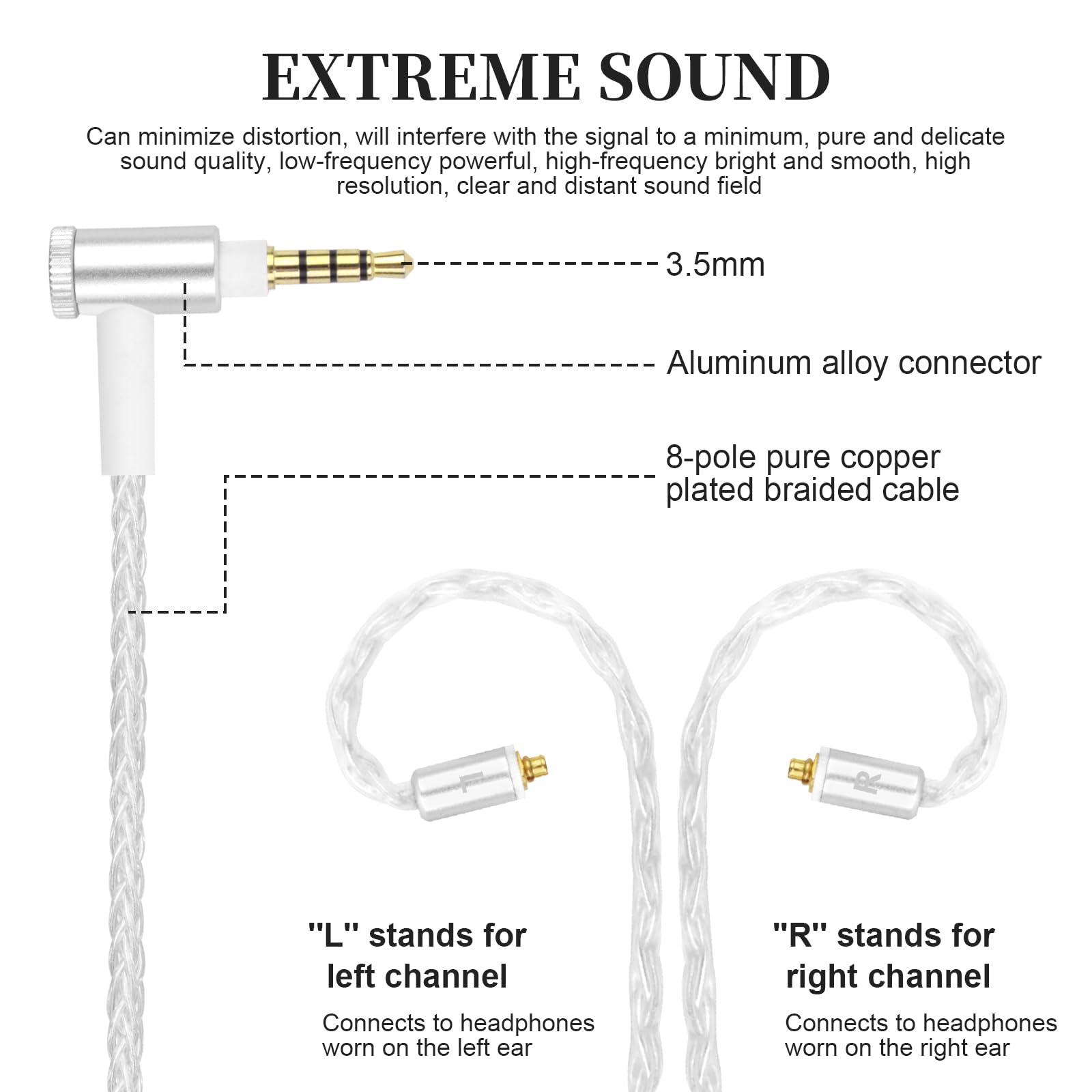 Gneinour SE215 with Mic Cable Compatible with Shure SE215, SE215 PRO, SE315, SE425, SE535, SE846, AONIC 3, AONIC 4, AONIC 5, UE900 Earphones, MMCX Earphone Cable, 4ft