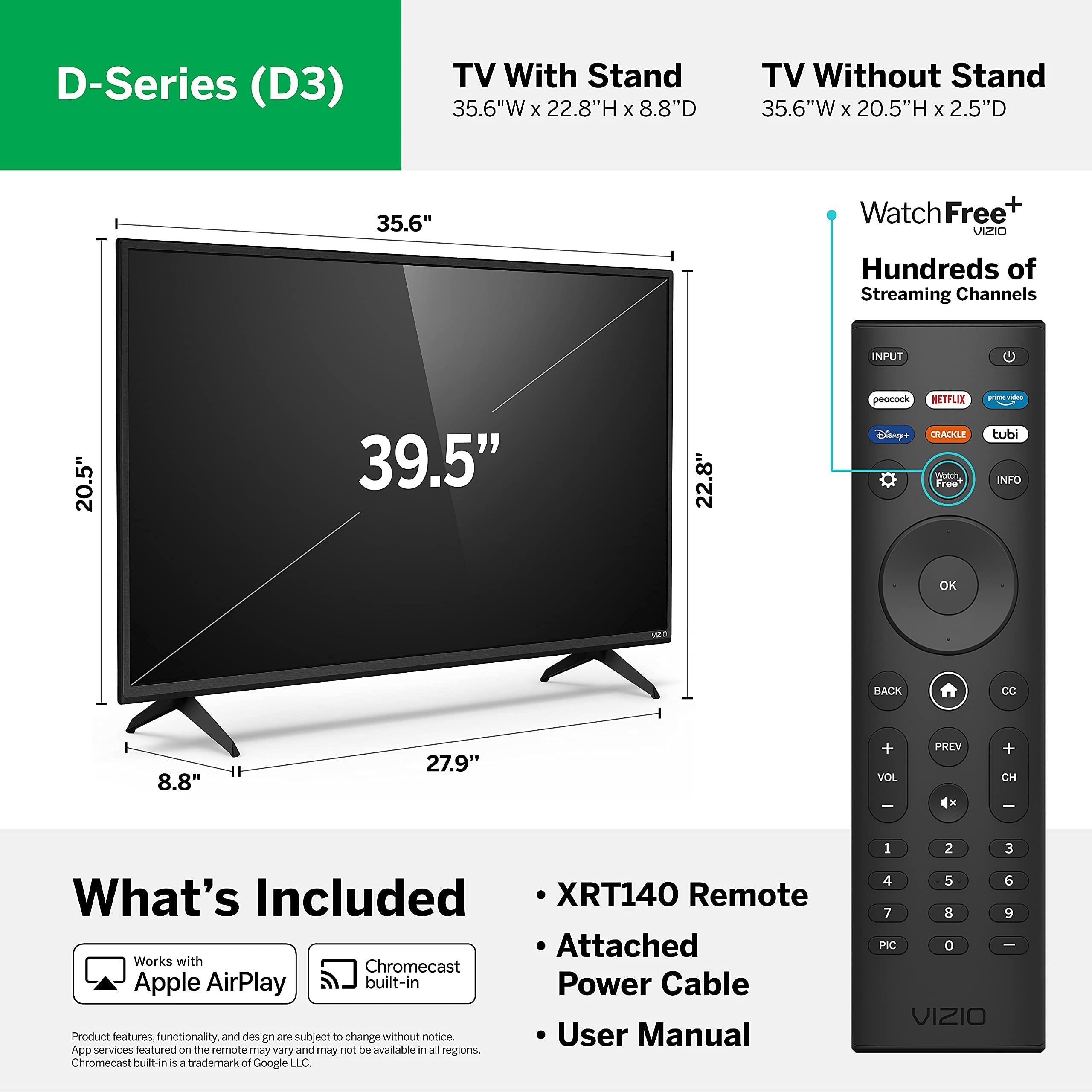 VIZIO VIZIO 40-inch D-Series Full HD 1080p Smart TV Chromecast Built-in Streaming Channels, D40f-J09, 2021 Model 40 inches (Renewed)