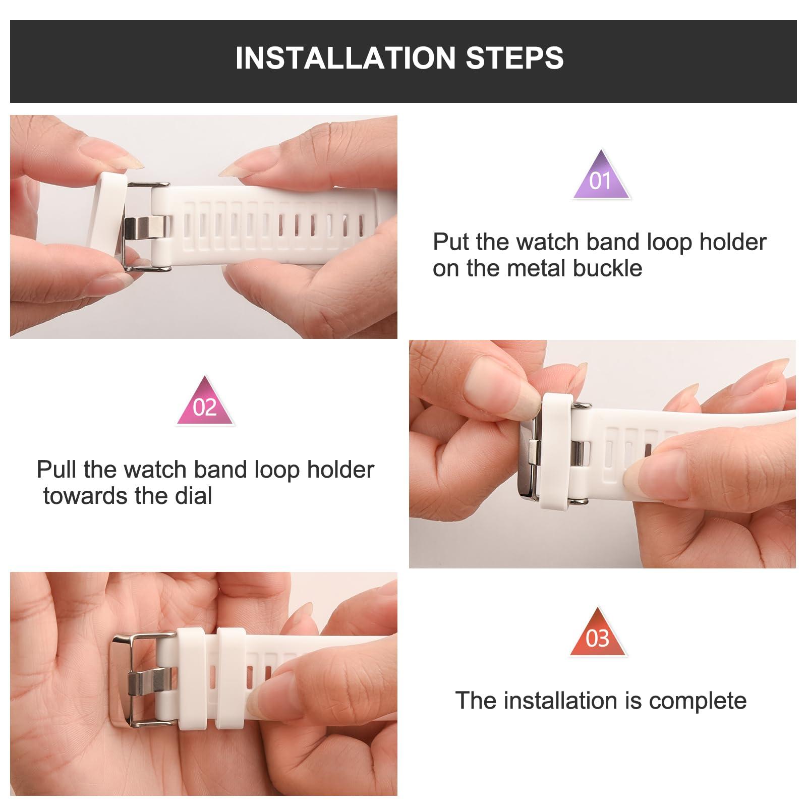 Meliya 6-Pack Band Loops for Garmin Forerunner 965 955 945 935 745 265 255 220 230 235 35 620 630 735XT Band Keeper, Silicone Replacement Watch Band Loop/Holder/Retainer (White+White+White+White+White+White)