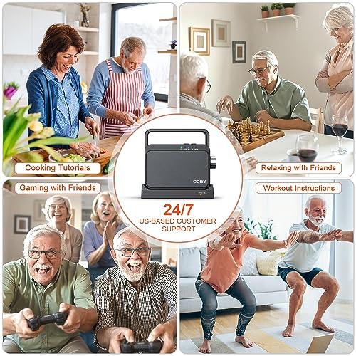 Coby Coby Wireless Hearing Amplifier & TV Audio Speaker - Portable Bluetooth TV Listening Device for Seniors and Hearing Impaired 100 Ft. Range, 8-HR Playback, 2.4gHz Transmission