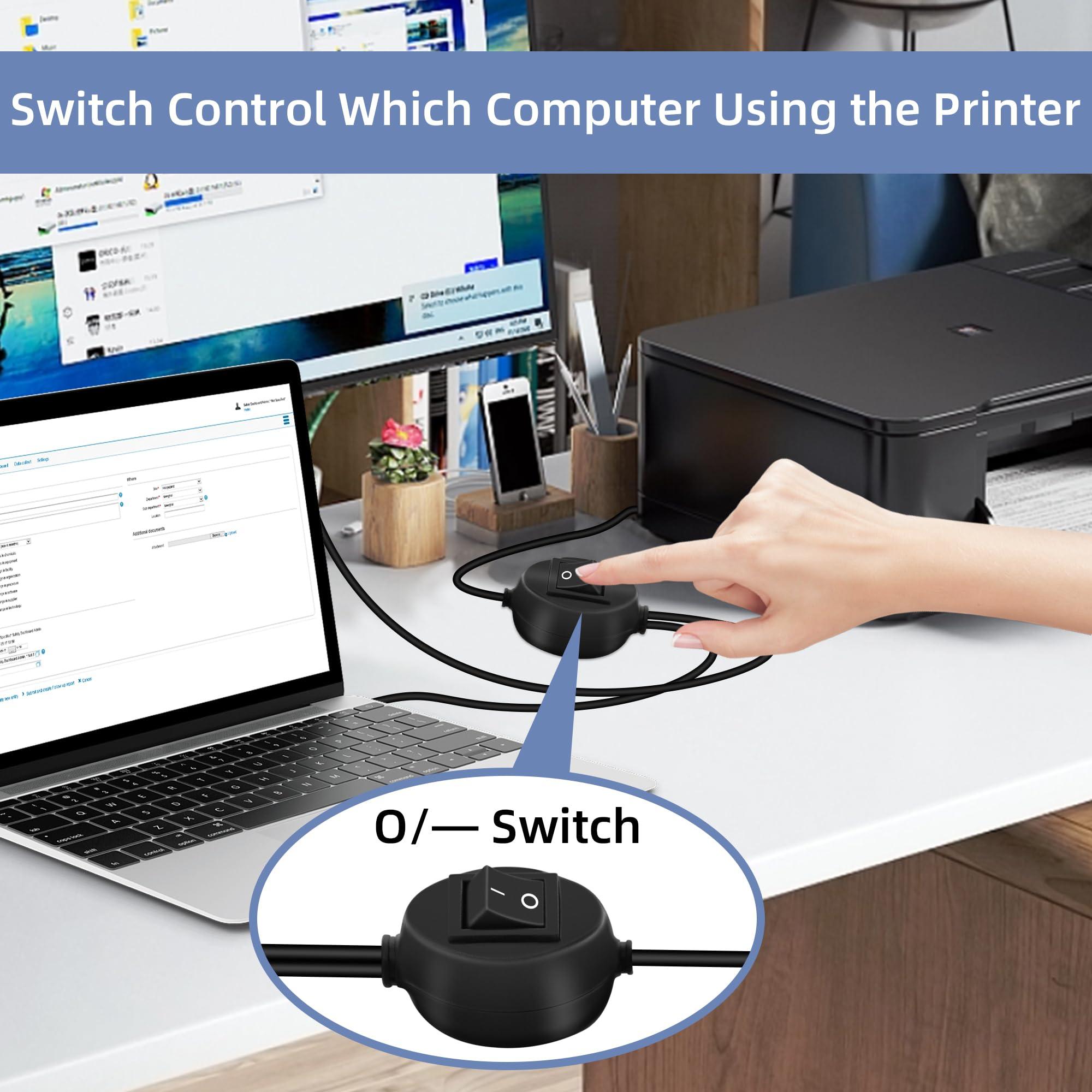 GELRHONR GELRHONR USB B to USB A Printer Cable Splitter - 1 in 2 Out Printer Cord Switcher for Sharing Keyboard, Mouse, Scanner (4.5M)