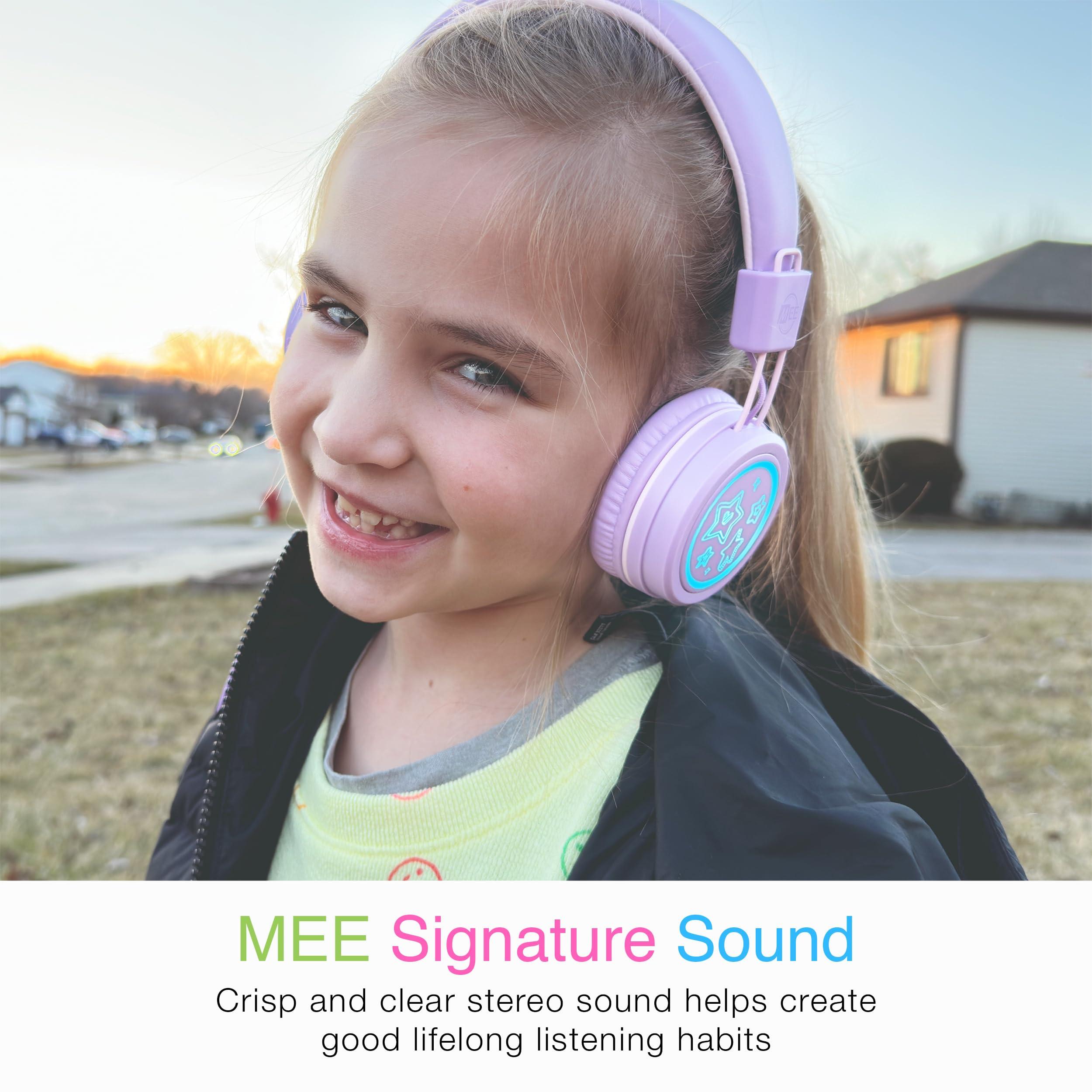 MEE audio MEE audio KidJamz KJ55 Personalized USB-C Safe Listening Wired Headphones for Kids with Custom LED-Backlit Design, Volume Limiter, & Microphone for iPhone 15, iPad, & USB Type C Devices (Lavender)