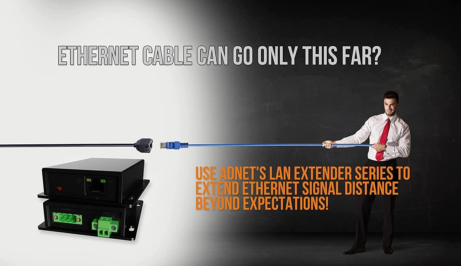 ADnet Ethernet Range Extender 600m 2000ft Over Twisted UTP kit or BNC Cable or Copper Wire - Compatible with Any Ethernet Device - LAN Distance Repeater Booster Bridge - BNC to 2PIN adapters in Set