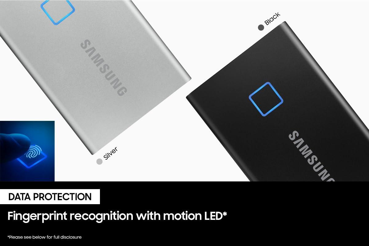 SAMSUNG SAMSUNG T7 Touch Portable SSD 2TB ,up to 1050MB/s, USB 3.2 External Solid State Drive, Black (MU-PC2T0K/WW)