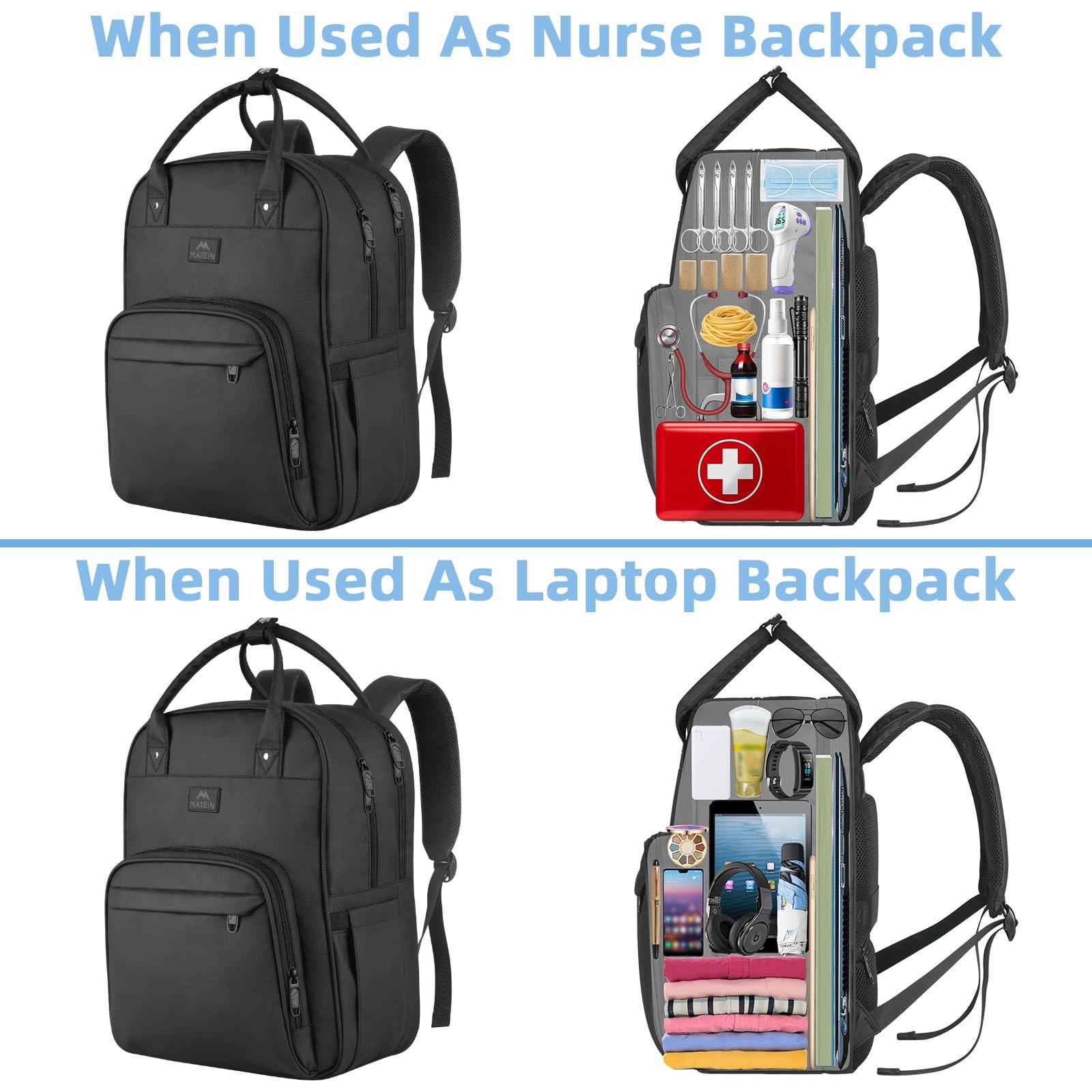 MATEIN MATEIN Cable Organizer Bag, Waterproof Travel Electronic Storage with Adjustable, Nurse Backpack for Women, Water Resistant Laptop Backpacks with Removable Organizer, Nurse Gifts