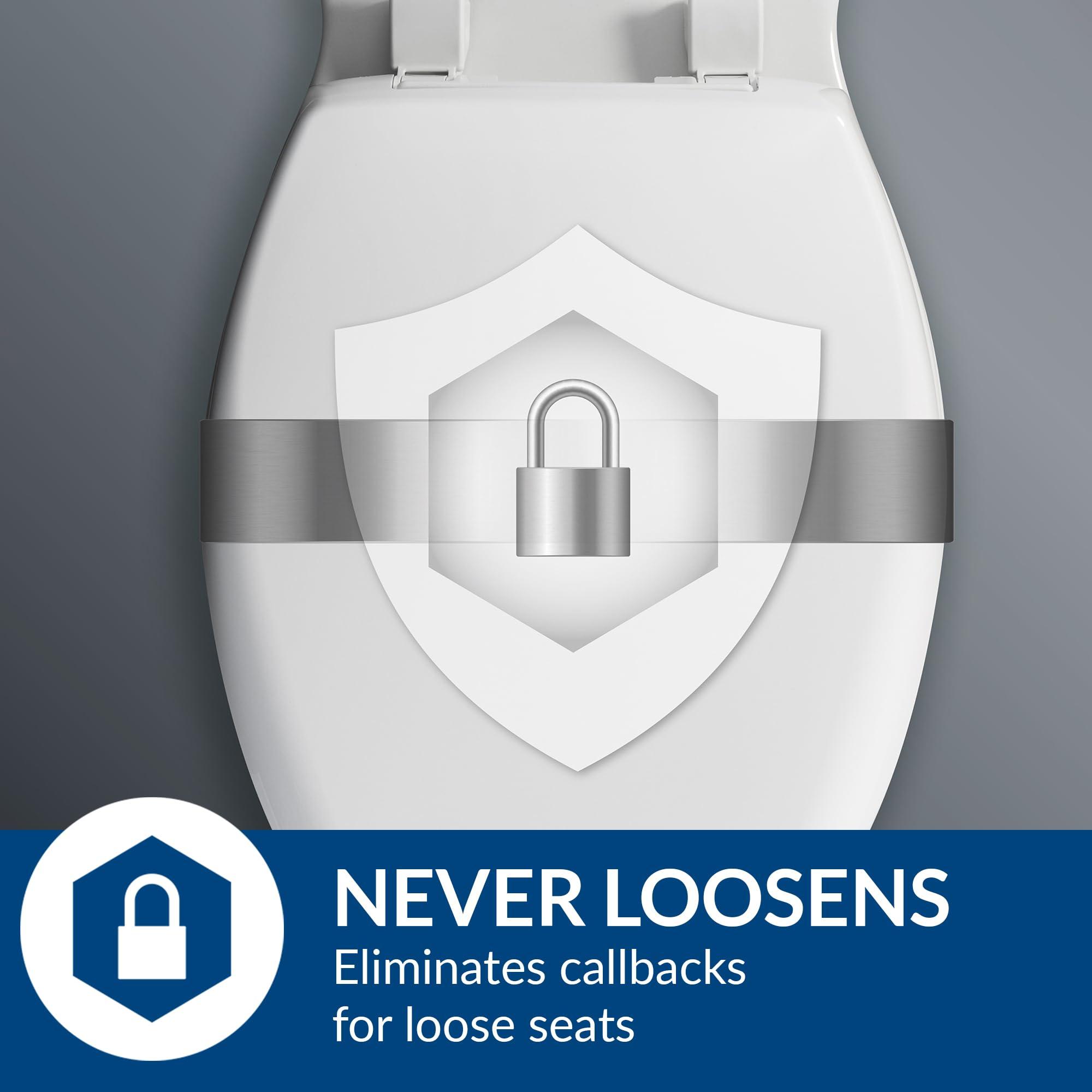 Bemis Bemis 7900TDGSL 000 Commercial Heavy Duty Front Plastic Toilet Seat with Cover Will Slow Close, Never Loosen & Reduce Call-Backs, Elongated, White