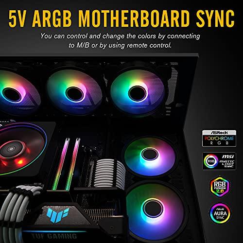 EZDIY-FAB EZDIY-FAB 120mm Computer Case Fan,Motherboard Aura Sync Fan,High Airflow,Speed Adjustable, ARGB Fan with Fan Hub and Remote-5 Pack