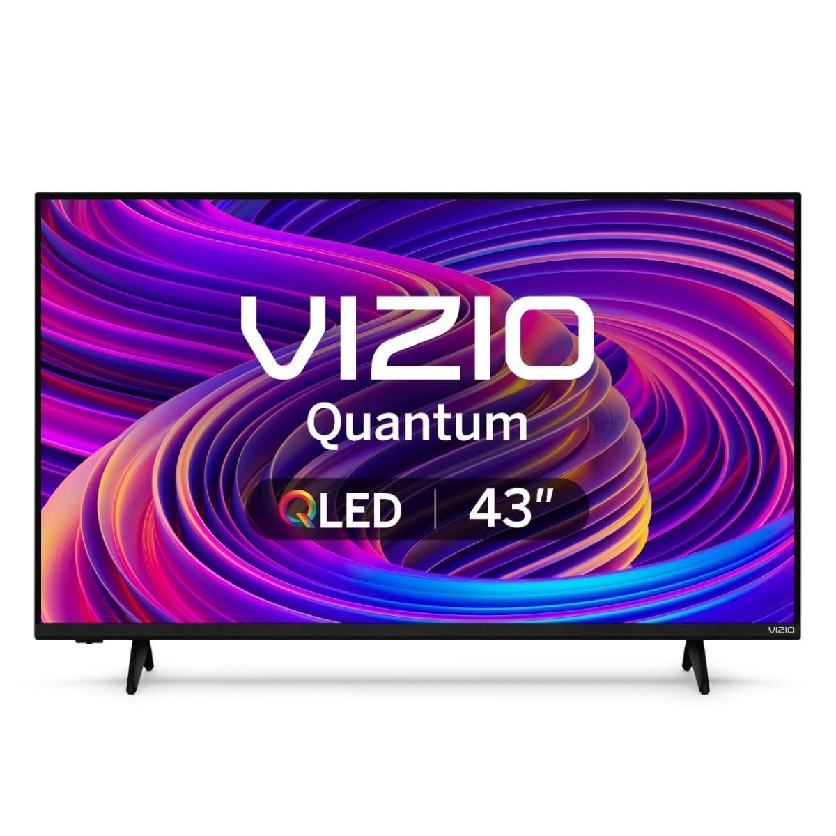 VIZIO VIZIO 43-inch Quantum 4K QLED HDR Smart TV w/Dolby Vision HDR, 120fps @1080p PC Gaming, WiFi 6, Bluetooth Headphone Capable, Apple AirPlay, Google Cast Built-in (VQD43M-0801, New)
