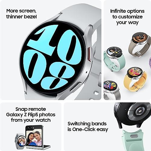 SAMSUNG Samsung Galaxy Watch 6 44mm Bluetooth Smartwatch, Fitness Tracker, Personalized HR Zones, Advanced Sleep Coaching, Heart Monitor, BIA Sensor for Health Wellness Insights, Big Screen, US Version Silver
