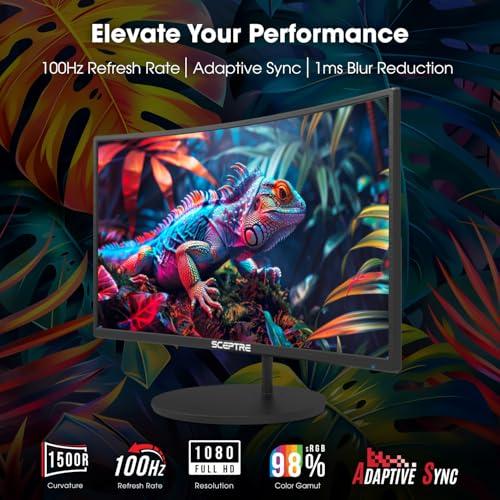 Sceptre Sceptre 24-inch Curved 100Hz Gaming Monitor HDMI x2 VGA 100% sRGB Eye-Care, Build-in Speakers Machine Black 2024 (C248W-1920RNR Series)