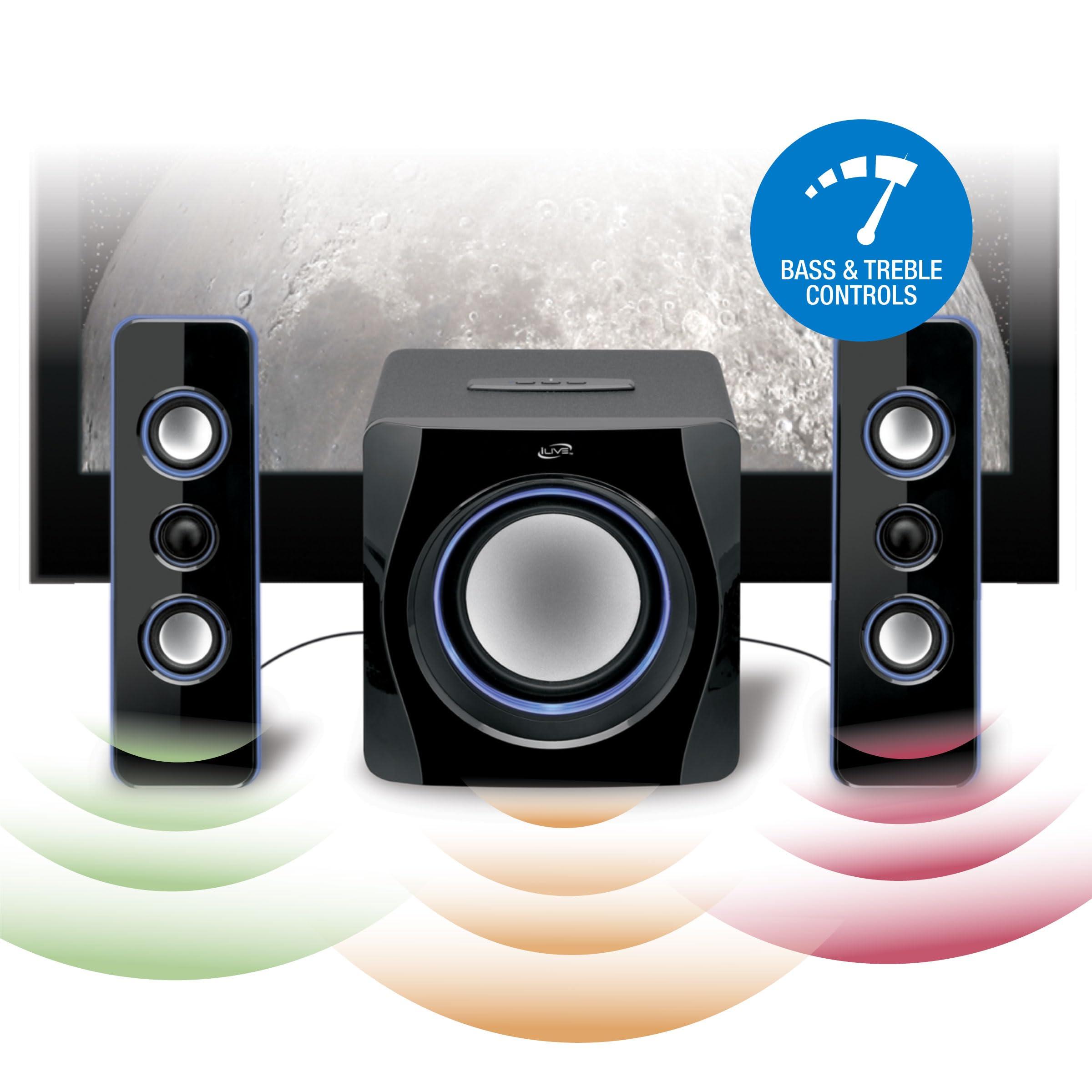 iLive iLive Bluetooth Speaker System with Built-In Subwoofer, 7.28 x 8.86 x 7.28 Inches, Black (iHB23B)