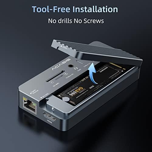 ACASIS USB C Laptop Docking Station HDMI 4K60Hz with Nvme Enclosure, ACASIS 10-in-1 USB C Hub Multiport Adapter with HDMI, PD, Ethernet, SD/TF, 10G USB C/A Ports, Audio, Works for Mac/Dell/HP/Surface