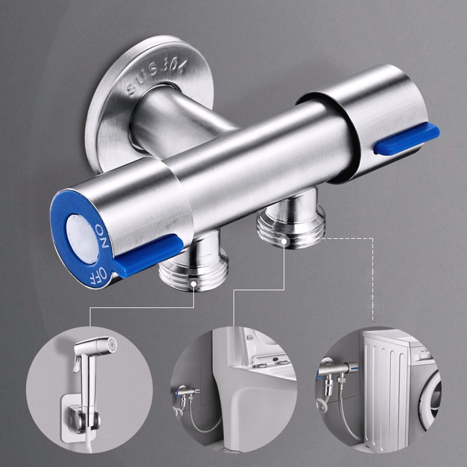 JCAKES Toilet Bidet Sprayer kit Jet Spray for Toilet Portable Toilet Attachment Sprayer Bidet Sprayer kit for Toilet ABS 2m Hose Double Control Angle Valve for Sink,Brushed (Color : Brushed)