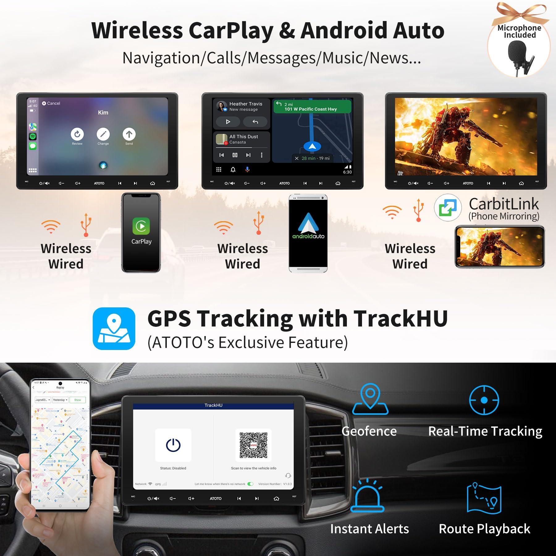 ATOTO ATOTO S8 MS 9\" QLED 1280 * 720 in Dash Navigation, Android Double Din Car Stereo, Wireless Android Auto & Wireless CarPlay, GPS Tracking, 4G+32G, Built-in 4G LTE, Dual Bluetooth, LRV, SCVC, S8G2094MS